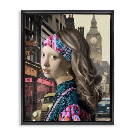 Carnaby Street Remix Painting Black Framed Floater Canvas Wall Art, design by Sasha