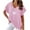 Pink, variant on WREESH Women's Casual Cotton Linen Shirt Sunflower Print V-Neck Short Sleeve T-Shirts Blue