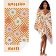 thumbnail image 2 of Personalized Beach Towel with Name, Custom Flower Beach Towel, Customized Microfiber Pool Towel, Quick Dry & Absorbent Swim Towel for Adult,Anniversary, Birthday, Summer Holiday,Vacation, 2 of 6