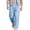 Blue, variant on Men’s Linen-Cotton Beach Pants - Solid Color Straight Leg Casual Trousers with 4 Pockets | Resort Vacation Lightweight Bottoms