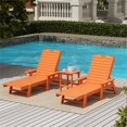 thumbnail image 2 of Bayport Outdoor 3PC HDPE Plastic Reclining Chaise Lounge/Table Set Orange, 2 of 7