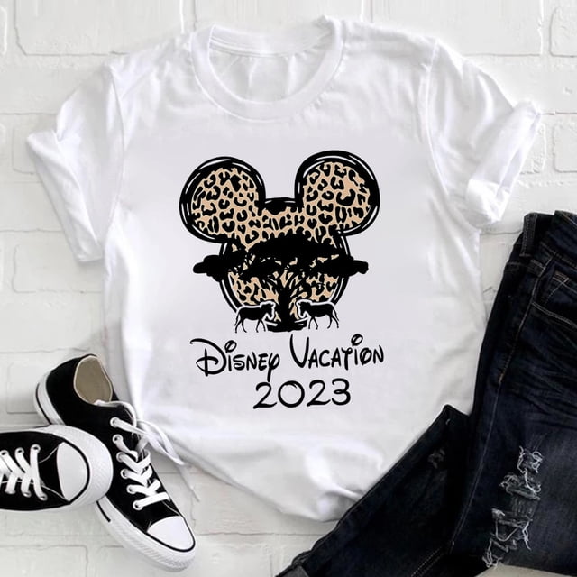 Disney 2023 Family Trip Clothes Mickey Mouse Fashion Disneyland Vacation T Shirt for Women Summer Casual T-shirts Fast DeliveryAldult-S(1pc) Gao Jinjia LED