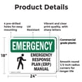 thumbnail image 2 of (2 Pack) Response Plan (ERP) Manual With Symbol OSHA Emergency Sign 24 Inch X 18 Inch Plastic Sign, Weather Resistant, UV Protected for Workplace, Business, and Construction Site, Made, 2 of 8