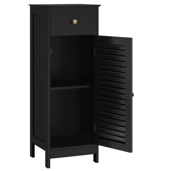 Yaheetech Narrow Freestanding Bathroom Cabinet with Drawer and Single Door, Black
