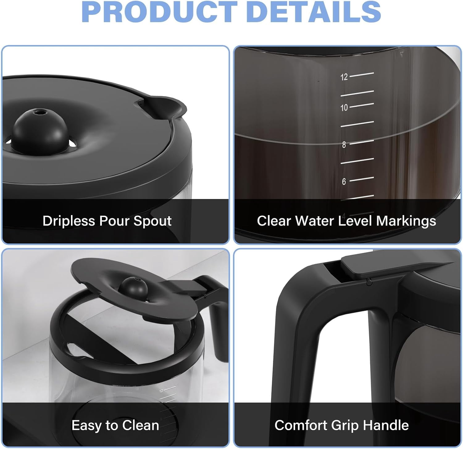 12 Cup Coffee Maker Carafe Replacement Pot Compatible with Keurig 5000 & 5500 K-Duo Essentials and Hot Iced Brewers K5600 (Gen 2) Only (NOT Fit 5100 Model)