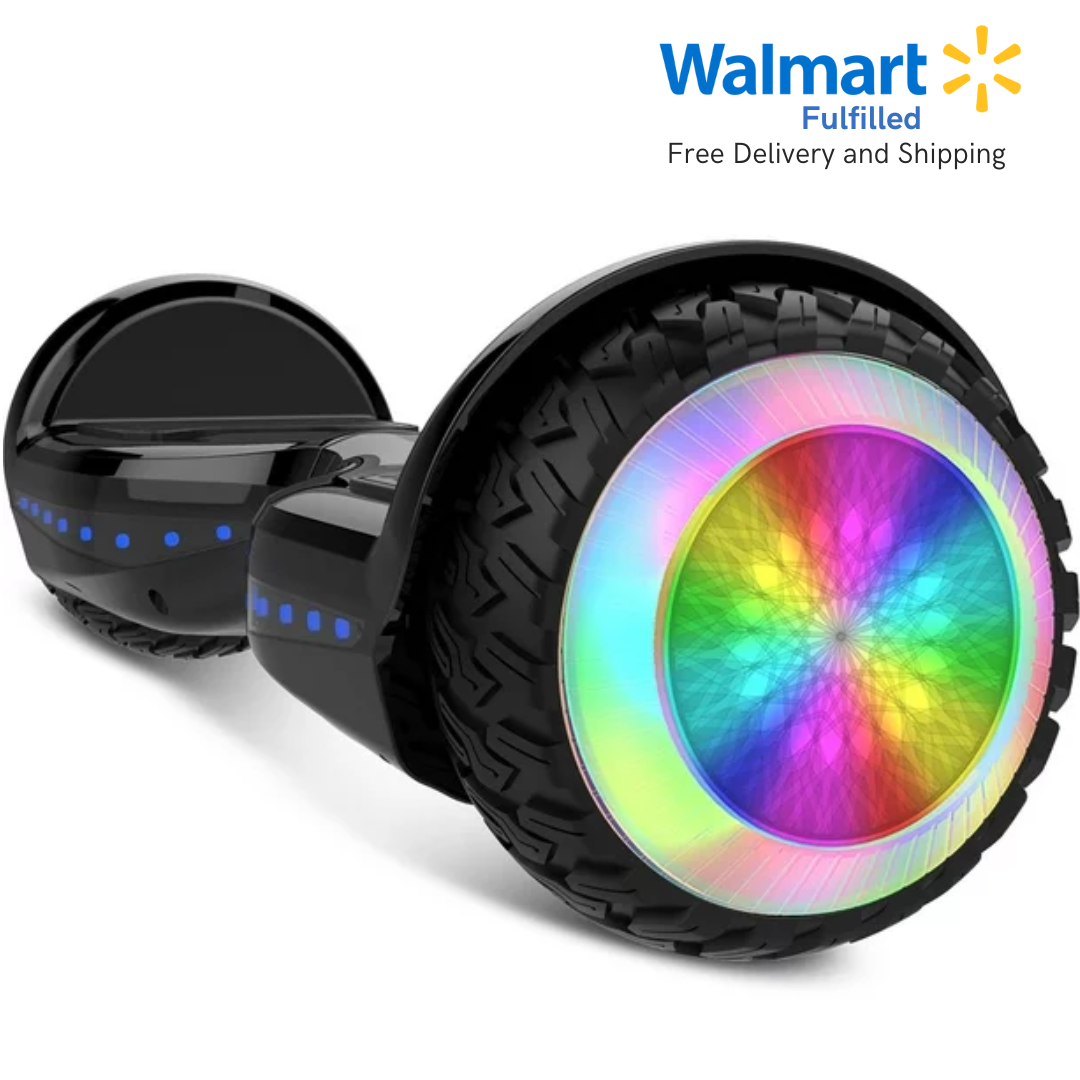 Gyrocopters Pro 6.0 All Terrain Hoverboard Speed up to 15km h 250W Powerful Motor 6.5 LED wheels 165 lbs weight capacity UL2272 certified BLACK Walmart