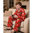 thumbnail image 3 of Fiodrimy Boys Pajamas Big Boys Satin PJS Set Button Down Silky Pajama Long Sleeve & Pants Set Kids Lounge Sleepwear Size 8-14, 3 of 6