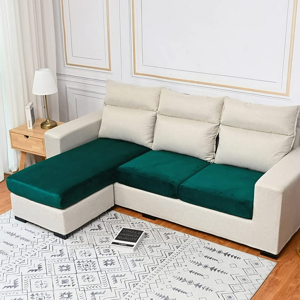 DONGPAI Stretch Velvet Couch Cushion Covers for Sectional Sofa L Shape