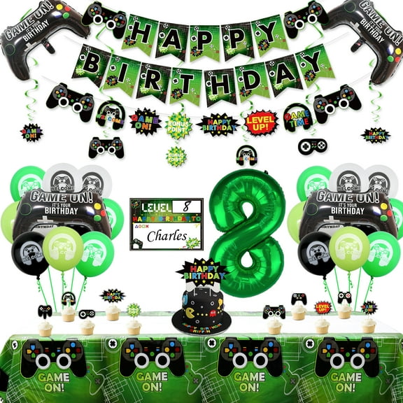 Hegbolke Video Game Party Decoration Kits, 8th Birthday, Gaming Theme, 20 Count