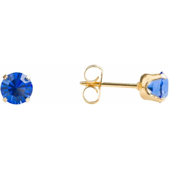 Studex Sensitive 'Carded' Large Gold Plated Birthstone Stud Earrings 5mm Claw Setting - September/Sapphire