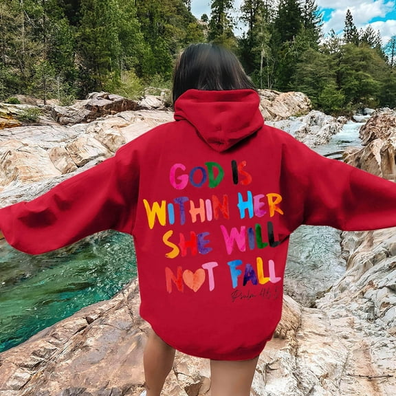 SIYUDAN Womens Hoodie Jesus Loves You Hoodie Letter Print Christian Sweatshirt Oversized Womens Hoodies Pullover Fall Clothing Cute Womens Clothes