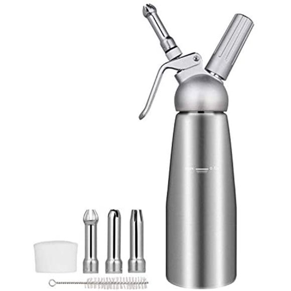 upstartech 500 ml Sahnespender Edelstahl Schlagsahnebereiter Sahnebereiter Crema batida con aluminio Körper + 3 piezas Edelstahl Düsen