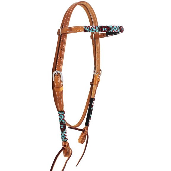 Horse Show Bridle Western Leather Browband Beaded 79109HB1