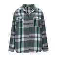 thumbnail image 4 of Womens Tops Plaid Button Pocket Checkered Shirt Jacket Top,Blouse for Women Green S, 4 of 6