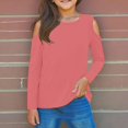 thumbnail image 2 of oqasdz Girls T Shirts Pleated Front Solid Color Long Sleeve Shirts Kids Puffed Soft Casual Top Size 7 Y-8 Y, 2 of 6