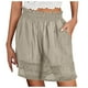 thumbnail image 2 of Pantalones cortos de cintura alta con encaje y pierna ancha para mujer - Informal/mezcla de lino, verano/salidas, 2 of 7