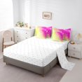 thumbnail image 3 of jejeloiu Green Pink Sequin Print 7pcs Bedding Comforter Set Kids,Dreamy Princess Style Queen Bedding Sets For Girls,Reversible, 3 of 7