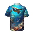 thumbnail image 3 of Daiia Underwater Fish Turtle Hawaiian Shirt for Men Gentle Cotton Regular Short Sleeve Casual-X-Large, 3 of 9