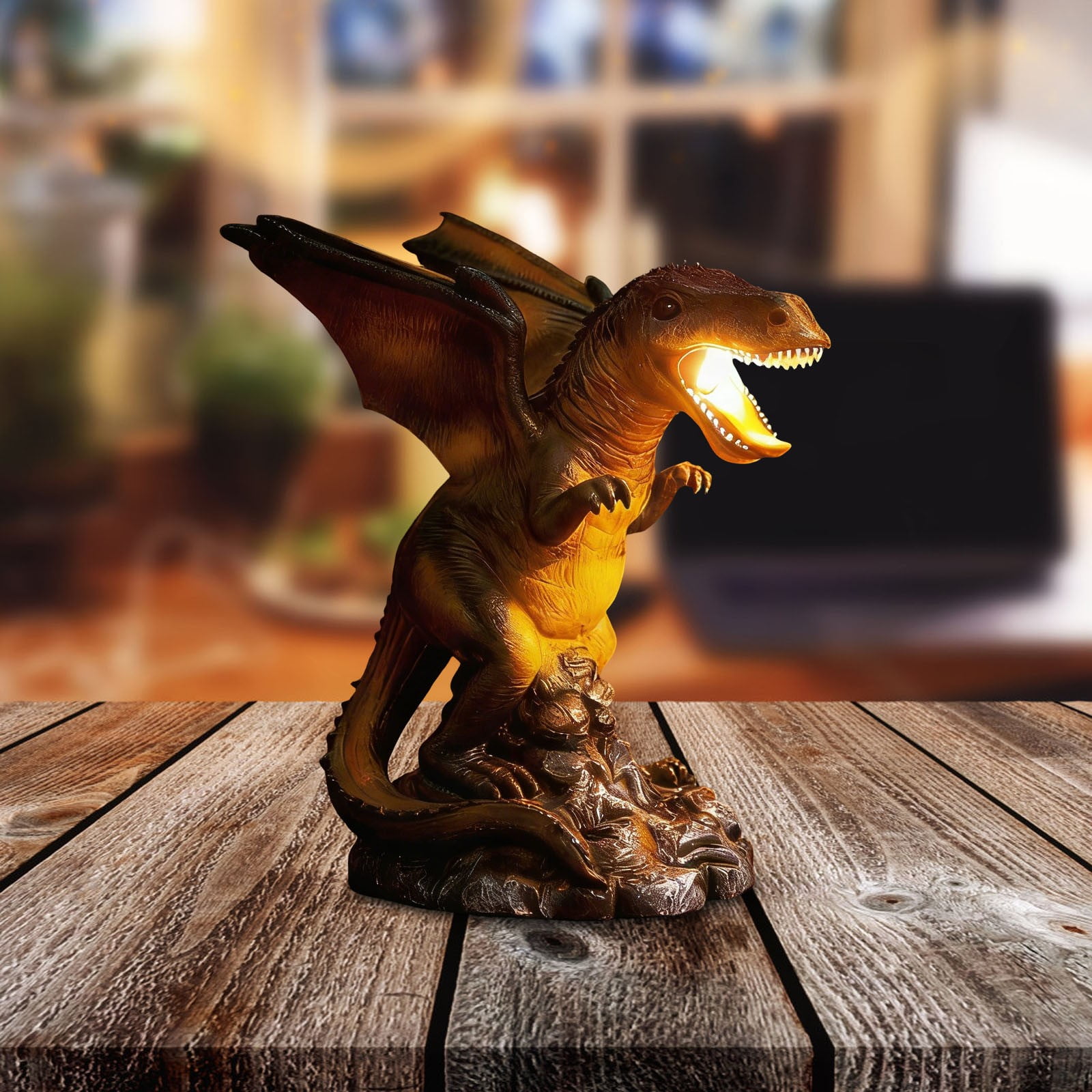 Dinosaur Night Light for Ki-ds, USB Powered Nursery Desk Lamp, Dinosaur Figurine Bedside Decor, Gift for Bo-ys Gi-rls Ki-ds Room