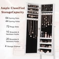 thumbnail image 5 of LIVIZA Mirrored Standing Jewelry Armoire Cabinet with Hooks & Storage Shelves, Full-Length Mirror Jewelry Organizer,White, 5 of 8