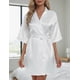 thumbnail image 3 of Batas Para Novias, Damas, Sin Bordado Pijamas Dama Satin Modelo BlancoTalla M, 3 of 3