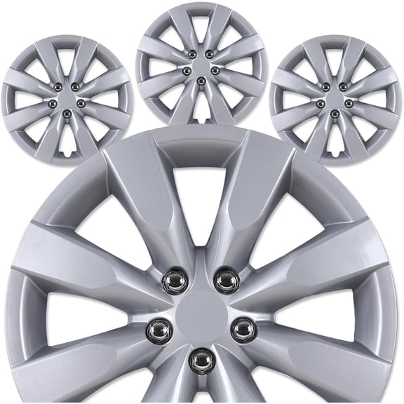 16 inch Hubcaps for 2014-2016 Toyota Corolla Snap-on Silver Lacquer, ABS&PC Material Wheel Rim Covers for Steel Wheels(4-Pack)