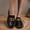 #0163-Black, variant on Xucatan Women's Patent Leather Chain Loafers, Round Toe Chunky Sole Slip On Shoes with Gold Tone Buckle, Thick Platform Comfortable Flats, Versatile British Style Footwear Gift