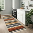 thumbnail image 2 of GlowSol 2'x6' Runner Rug Modern Striped Hallway Kitchen Runner Rugs Non-Slip Low Pile Bedroom Rug for Laundry Room, Multicolor, 2 of 8