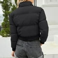 thumbnail image 4 of ZHUGeLI Women's Winter Puffer Jacket Cropped Lightweight Zip Up Padded Coat Oversized Stand Collar Short Quilted Jackets, 4 of 7