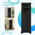 thumbnail image 4 of GVN Bathroom Storage Cabinet, Bathroom Floor Cabinet,Black Triangle Tall Cabinet with 3 Drawers and Adjustable Shelves for Bathroom, 4 of 9