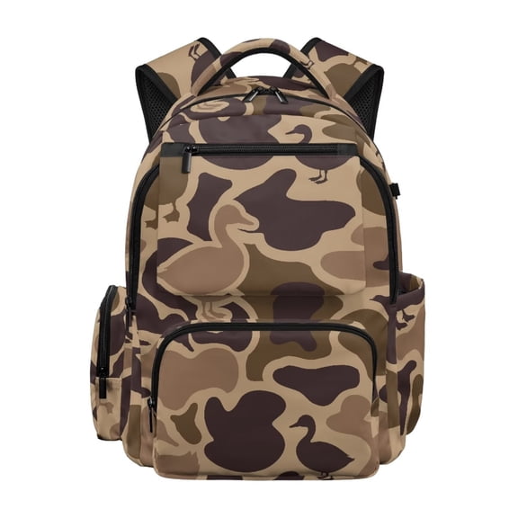 Jeiento Kids School Backpack 17 Inch Large Capacity Lightweight Water-Resistant Polyester Bookbag for Elementary Boys Girls, Brown Duck Camo Back to School Supplies, Hiking & Travel