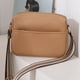 thumbnail image 4 of Bolso bandolera de cuero Bolso de hombro con correa ancha de rayas casuales Bolso femenino (Marrón), 4 of 6