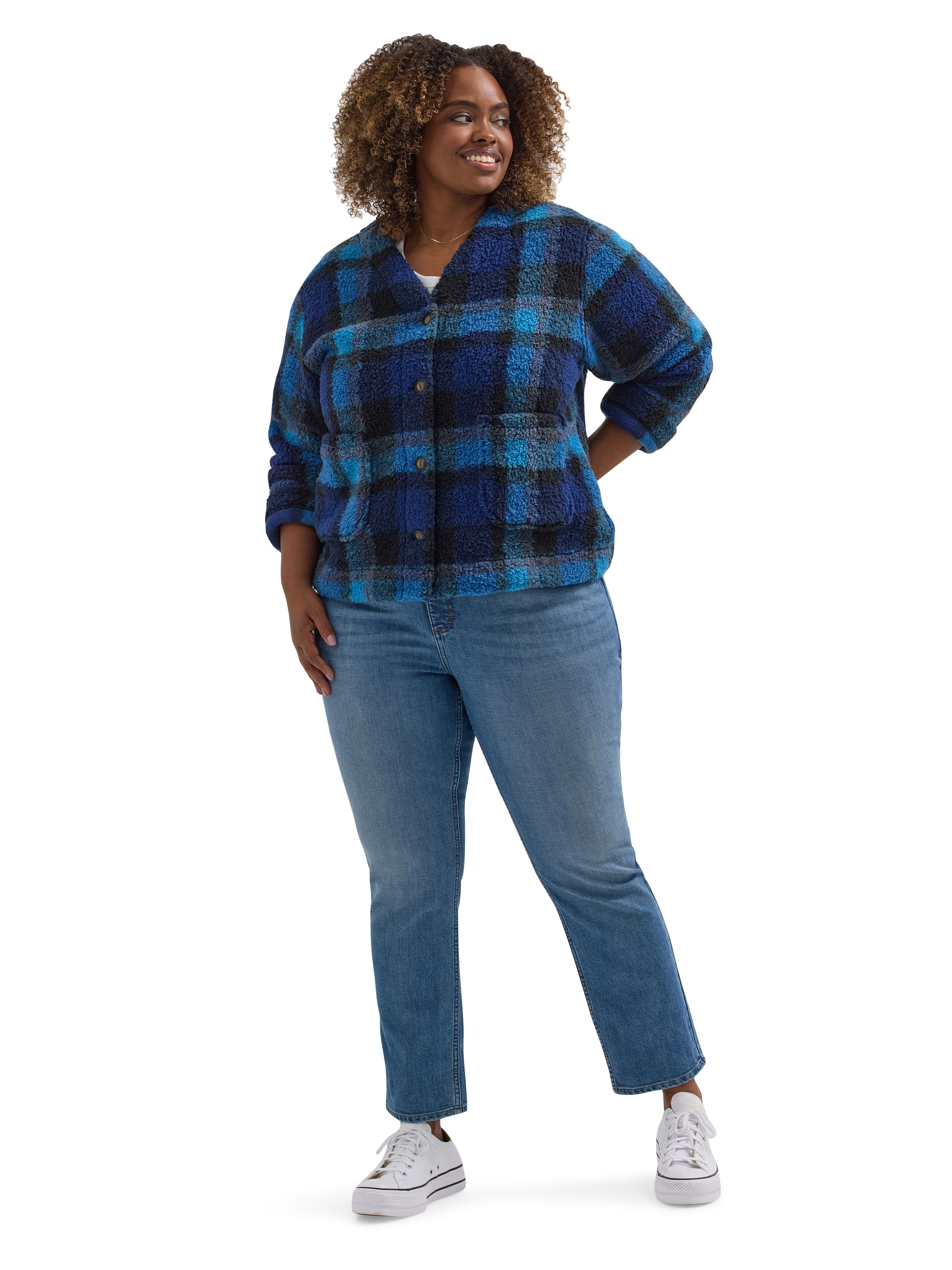 Lee® Women's Plus V-Neck Fleece Cardigan