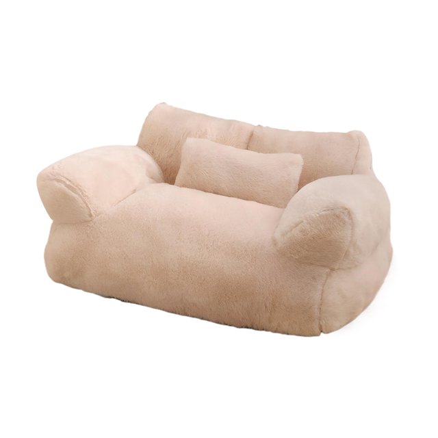 Maytalsory And Practical Bed For Small Pets With Epoxy Particles Plump Filling Cotton Cat Bed Sofa beige 55*38*28