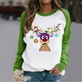 thumbnail image 2 of Christmas Long Sleeve Shirts for Women Colorful Christmas Reindeer Shirt Deer Print Xmas Blouse Sweatshirt Pullover Tops Womens Sweaters Sweatshirt Shirt, 2 of 4