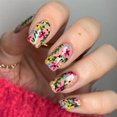 thumbnail image 1 of Acrylic False Nails Square Short French Manicure Flower Design Press On 24Pcs Pink, 1 of 6