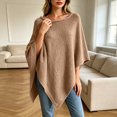 thumbnail image 5 of Asymmetric Hem Knit Poncho Shawls for Women, Solid Faux Fur Loose Cape Wrap, Soft Warm Fabric Spring Autumn Daily Fashion Layering Tops Brown XL, 5 of 6