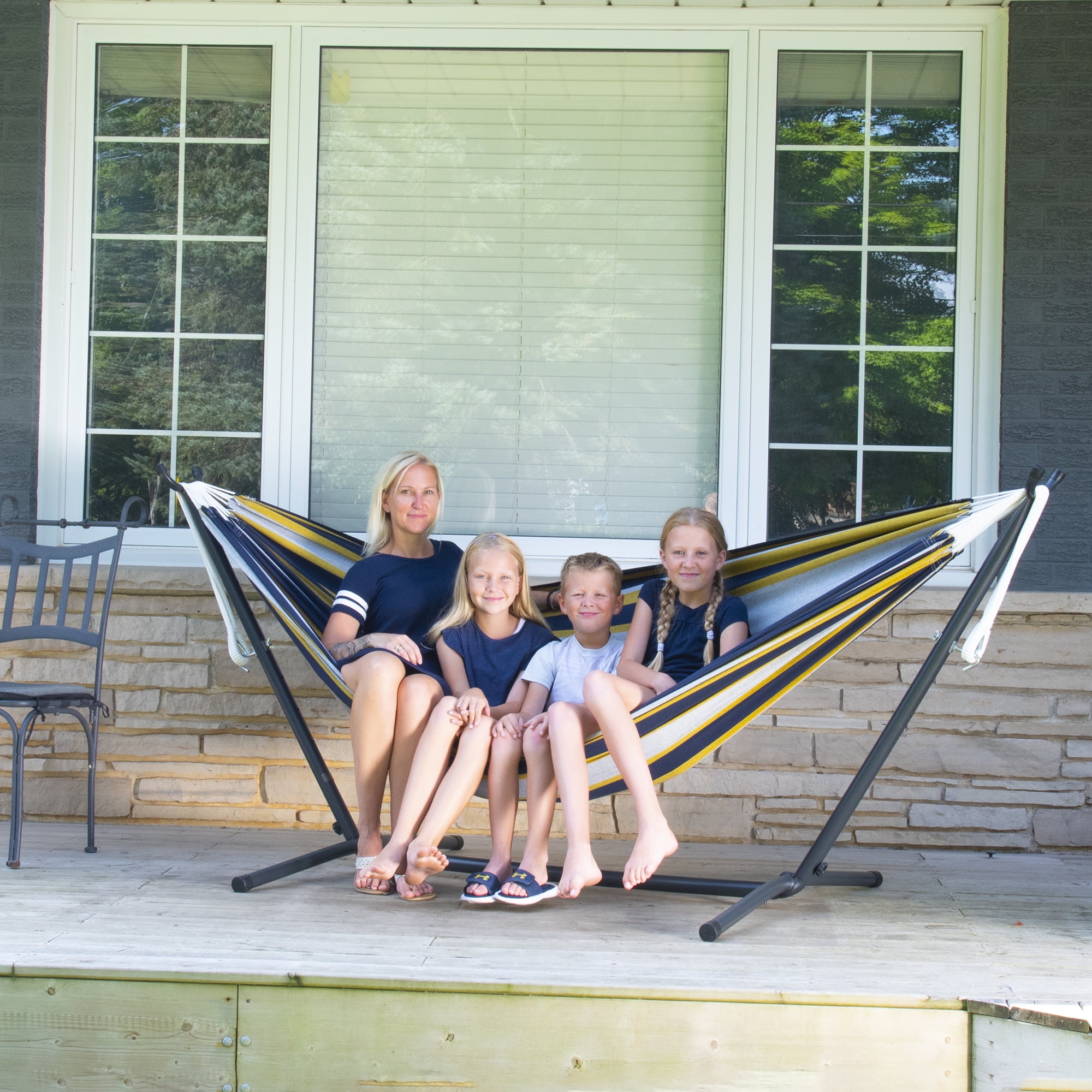 Vivere Double Cotton Hammock, Comfortable Daybed with Steel Stand, 9 Foot, Serenity