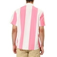 thumbnail image 3 of MODA NOVA Big & Tall Men's Beach Striped Button Down Color Block Shirts Pink White XLT, 3 of 6