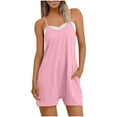 thumbnail image 2 of BLCHUNen Short Jumpsuits for Women Casual summer Romper Sleeveless Camisole Lightweight Homewear Shorts Overalls Jumpers with Pockets, 2 of 8