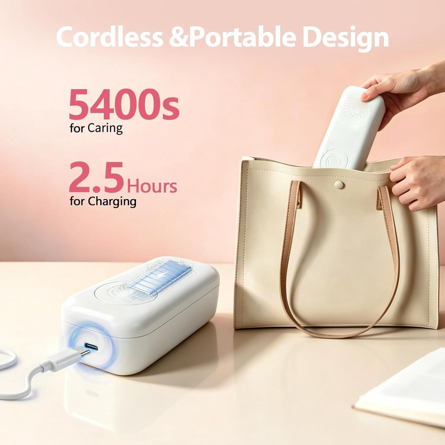 Cordless LED Nail Care Light with 4 Timer & 4 Light Modes, Rechargeable Touch Screen Nail Light Therapy Device with 240° Adjustable Panel for Home Manicure & Nail Care