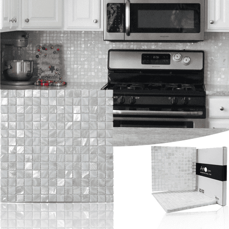Art3d White Square with Seams 12 in. x 12 in. Mother of Pearl Tile For Bathroom Kitchen Backsplashes(10-Pack)