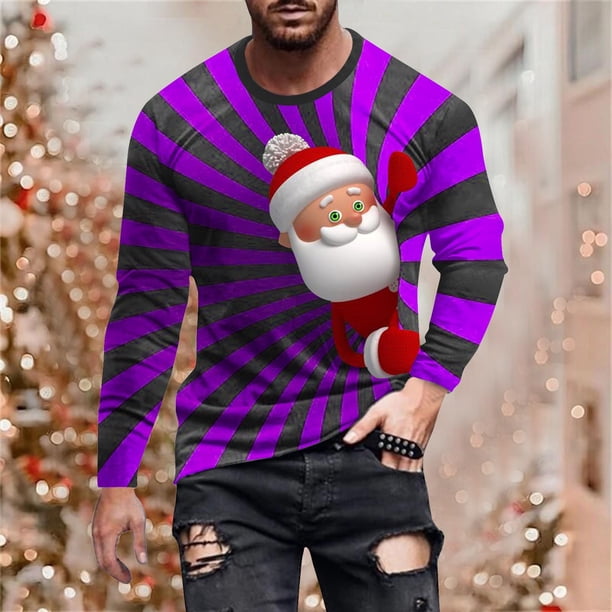 Blusas y camisas de manga larga con cuello redondo para hombre, estilo casual, cuello redondo, manga larga, camiseta estampada de Halloween, blusa de poliéster para hombre.