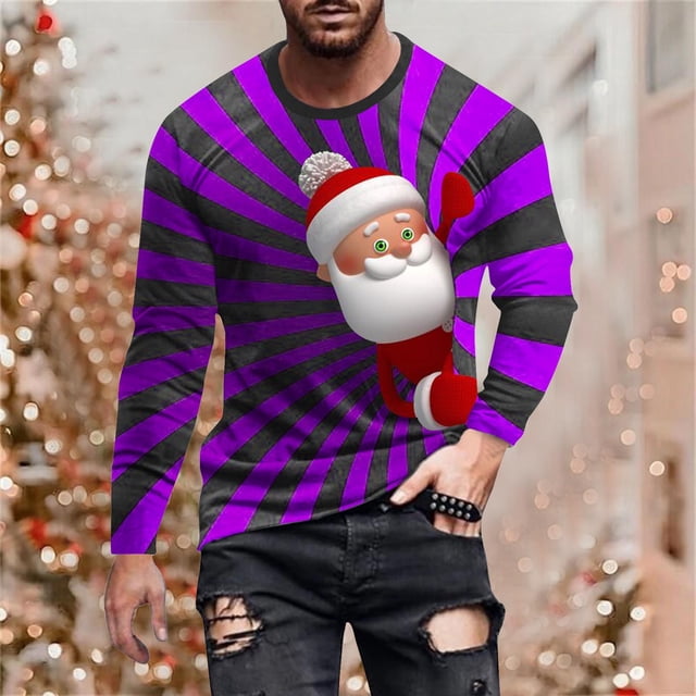 Blusas y camisas de manga larga con cuello redondo para hombre, estilo casual, cuello redondo, manga larga, camiseta estampada de Halloween, blusa de poliéster para hombre.