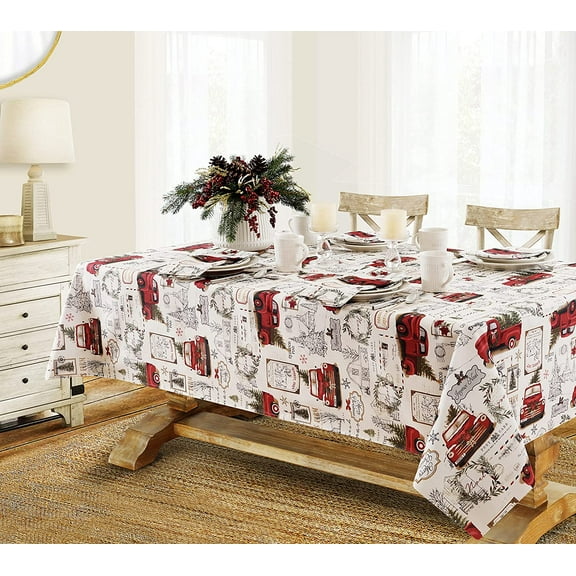 Newbridge Pine Hill Christmas Tree Farm 52 x 70 inch Rectangle Fabric Holiday Tablecloth