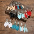 thumbnail image 2 of K-KED Women's Bohemian Feather Earrings S925 Silver Hook Vintage Tassel Earrings-#2052 Light Multicolour, 2 of 9