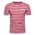 thumbnail image 4 of Mens T-shirts Short Sleeve Striped Crewneck T Shirt with Pocket Soft Casual Everyday Basic Tees Red XXL, 4 of 4