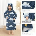 thumbnail image 4 of Dailycode Wearable Blanket Hoodie Oversized Sherpa Flannel Blankets with Pocket for 3-14 Year Old Clouds and Stars in Night, 4 of 7