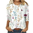thumbnail image 2 of Zunfeo 3/4 Sleeve Women Tops Dressy Casual Comfy Loose Fit Cute Trendy T-Shirt Floral Printed Tunics Top Crewneck Spring Fall Blouse- Pink XL, 2 of 5