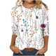 thumbnail image 2 of ICHUANYI Liquidación Camiseta holgada estampada a la moda para mujer Blusa de manga 3/4 de longitud media Blusa con cuello redondo Tops casuales ICHUANYI WER202308256001, 2 of 5